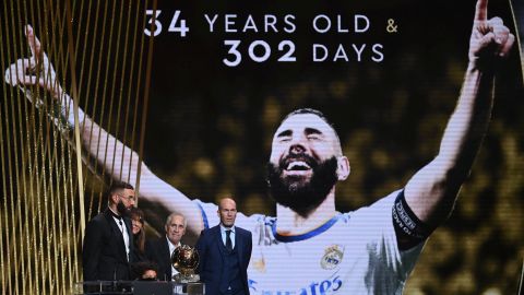 Karim Benzema durante la gala de la entrega del Balón de Oro.