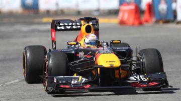 Monoplaza del piloto mexicano Sergio 'Checo' Pérez con la escudería Red Bull en la Fórmula 1.