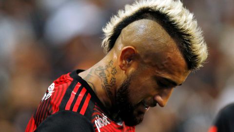 El futbolista chileno Arturo Vidal durante la ida de la final de la Copa de Brasil ante Corinthians.