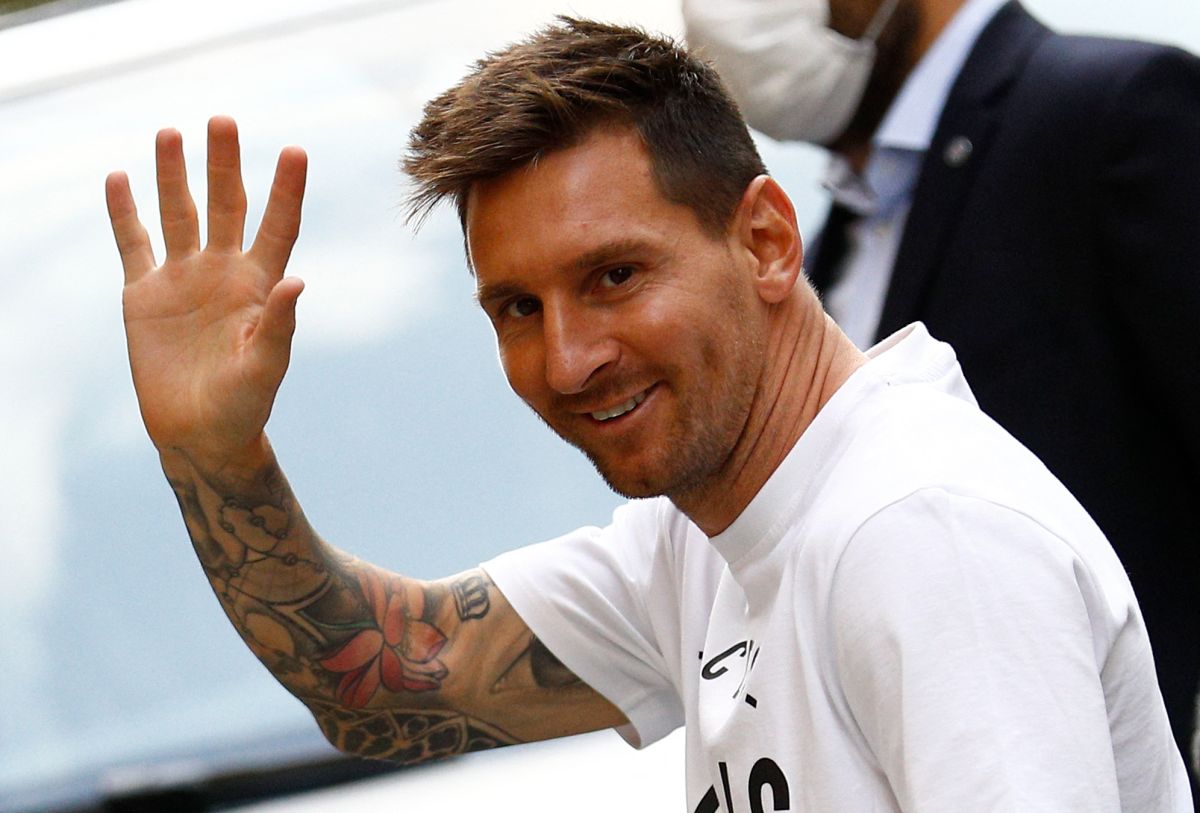 Lionel Messi en su llegada al PSG.