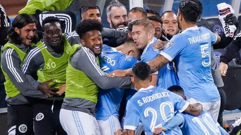 New York City celebrando gol en los Playoffs de la MLS.