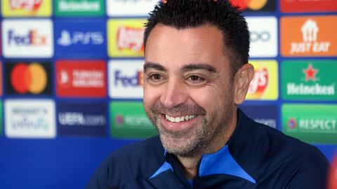 El entrenador del FC Barcelona, Xavi Hernández durante la rueda de prensa previa al partido ante el Inter de Milán en Champions League.