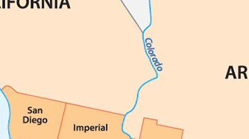 El mapa muestra los los 44 condados fronterizos estudiados en los cuatro estados de la frontera de EE.UU. en la región.