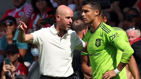 Erik ten Hag y Cristiano Ronaldo.