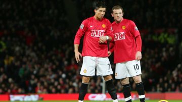 Cristiano Ronaldo junto a Wayne Rooney en el Manchester United en el 2008.