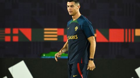 Cristiano Ronaldo durante un entrenamiento con Portugal en Qatar.