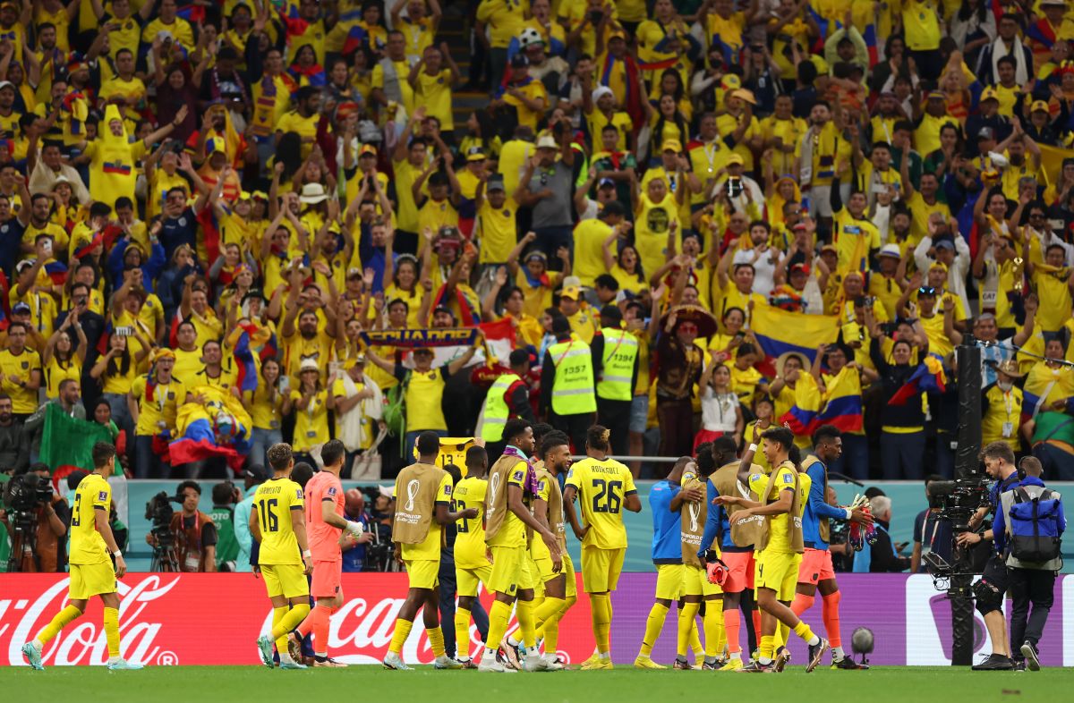 Jugadores de la Selección de Ecuador en celebración.