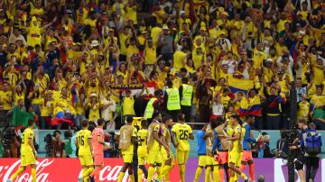 Jugadores de la Selección de Ecuador en celebración.