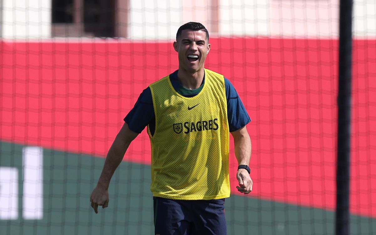 Cristiano Ronaldo durante un entrenamiento con la selección de Portugal en Qatar 2022. 
