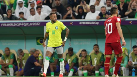 Neymar Jr. durante el encuentro entre Brasil y Serbia en Qatar 2022.