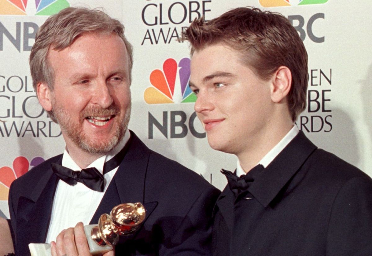 James Cameron y Leonardo DiCaprio en 1998.