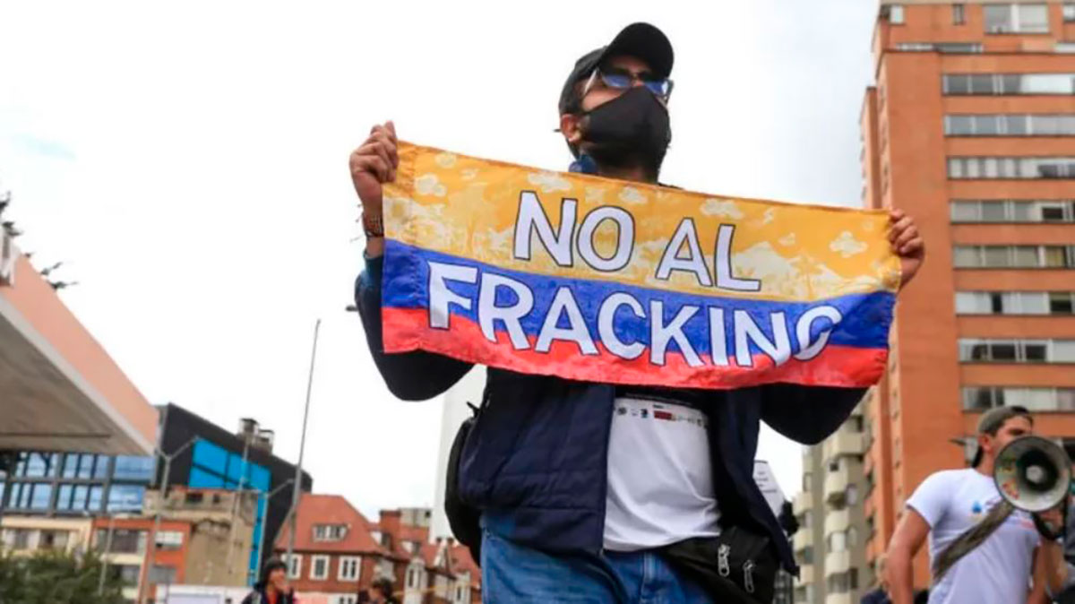 Protesta contra el fracking en Bogotá.
