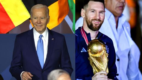 Lionel Messi y Joe Biden, presidente de Estados Unidos.