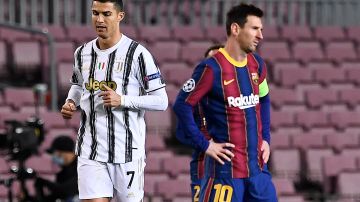 Cristiano Ronaldo y Lionel Messi en la Champions 2020.