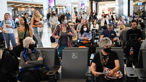 Passengers wait to board a Norse Atlantic Airways inaugural flight to Oslo, Norway from Los Angeles International Airport (LAX) in Los Angeles, California, on August 10, 2022. (Photo by Patrick T. FALLON / AFP) (Photo by PATRICK T. FALLON/AFP via Getty Images)