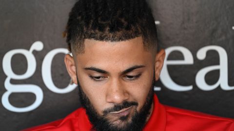 Fernando Tatis Jr. en una rueda de prensa.