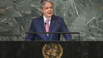 El presidente ecuatoriano Guillermo Lasso durante una sesión de la Asamblea General de la ONU.