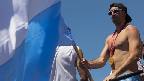 Emiliano Martínez en las celebraciones de Argentina.