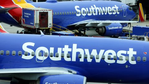 BALTIMORE, MARYLAND - OCTOBER 11: A Southwest Airlines airplane taxies from a gate at Baltimore Washington International Thurgood Marshall Airport on October 11, 2021 in Baltimore, Maryland. Southwest Airlines is working to catch up on a backlog after canceling hundreds of flights over the weekend, blaming air traffic control issues and weather. (Photo by Kevin Dietsch/Getty Images)