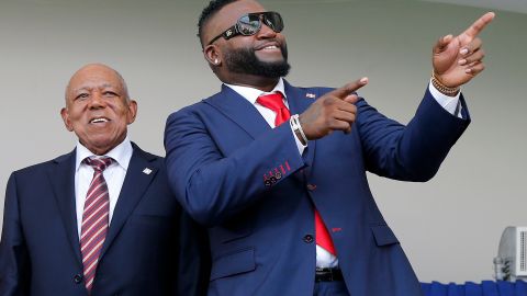 David Ortiz durante la ceremonia de  su inducción al Salón de la Fama en julio pasado.