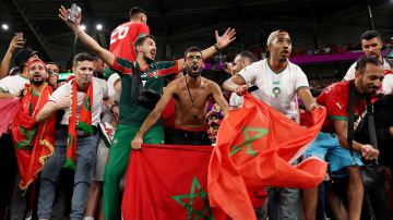 Afición de Marruecos presente en el partido contra España del Mundial Qatar 2022.