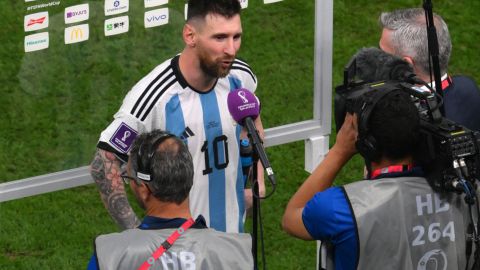 Messi dando declaraciones luego del triunfo ante Croacia.