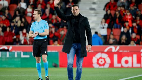 Lionel Scaloni durante un homenaje del Mallorca en España.