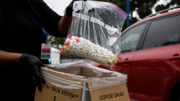 A bag of assorted pills and prescription drugs dropped off for disposal is displayed during the Drug Enforcement Administration (DEA) 20th National Prescription Drug Take Back Day at Watts Healthcare on April 24, 2021 in Los Angeles, California. - According to the Centers for Disease Control and Prevention, the US has seen an increase in drug overdose deaths during the Covid-19 pandemic, accelerating significantly during the first months of the public health emergency, including deaths from opioids and counterfeit pills containing fentanyl. (Photo by Patrick T. FALLON / AFP) (Photo by PATRICK T. FALLON/AFP via Getty Images)