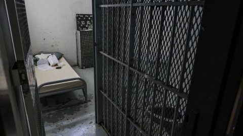 A solitary confinement cell of Gradignan prison is pictured, near Bordeaux, southwestern France, on October 3, 2022. (Photo by Thibaud MORITZ / AFP) (Photo by THIBAUD MORITZ/AFP via Getty Images)