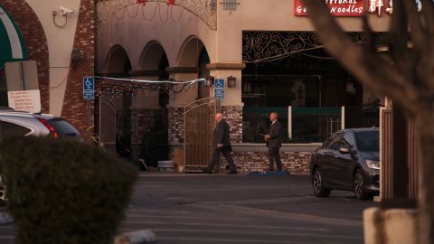 MONTEREY PARK, CA - JANUARY 22: Members of law enforcement investigate the scene of a deadly shooting on January 22, 2023 in Monterey Park, California. 10 people were killed and 10 more were injured at a dance studio in Monterey Park near a Lunar New Year celebration on Saturday night. (Photo by Eric Thayer/Getty Images)