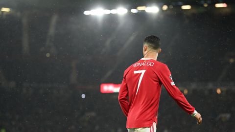 Cristiano Ronaldo durante un partido de UEFA Champions League con el Manchester United.