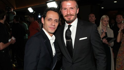 El cantante Marc Anthony y el futbolista profesional David Beckham llegan al 27 años aniversario de Sports Spectacular.