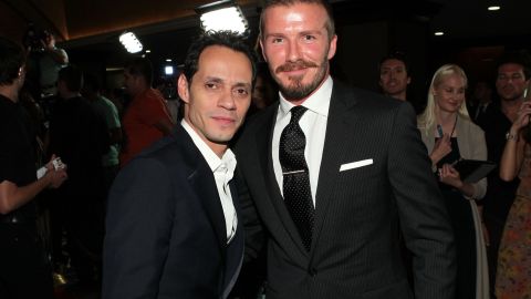 El cantante Marc Anthony y el futbolista profesional David Beckham llegan al 27 años aniversario de Sports Spectacular.