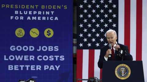 El presidente Biden en su discurso económico en Virginia.