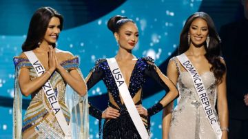Miss Venezuela, Amanda Dudamel; Miss USA, R'bonney Gabriel y Miss República Dominicana, Andreína Martínez en Miss Universo 2023.