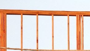 Imagen de dos personas que trabajan entre andamios en una construcción.