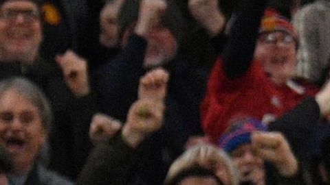 Antony celebra el 2-1 del Manchester United contra el Barcelona.