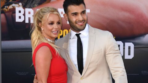 Britney Spears y Sam Asghari en el estreno del film "Once Upon a Time... in Hollywood".