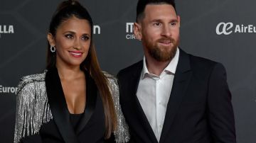 Barcelona's Argentine forward Lionel Messi and his wife Antonella Roccuzzo (L) pose on the red carpet during the premiere of Cirque du Soleil's latest show "Messi 10" inspired by Argentinian football star Lionel Messi in Barcelona on October 10, 2019. (Photo by Josep LAGO / AFP) (Photo by JOSEP LAGO/AFP via Getty Images)