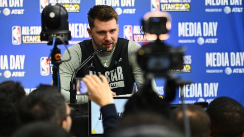 Luka Doncic en una rueda de prensa del NBA All Star Game.