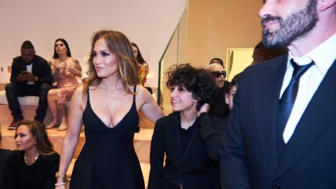MIAMI BEACH, FLORIDA - OCTOBER 08: Jennifer Lopez, Emme Lopez and Ben Affleck attend JR Ridinger Celebration Of Life at Faena Forum on October 08, 2022 in Miami Beach, Florida. (Photo by Romain Maurice/Getty Images for Haute Living)