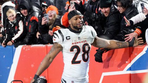 Joe Mixon durante un partido de Cincinnati Bengals en la NFL.