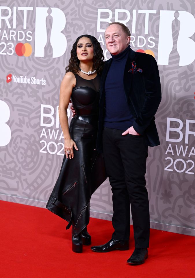 LONDON, ENGLAND - FEBRUARY 11: EDITORIAL USE ONLY: Salma Hayek and François-Henri Pinault attend The BRIT Awards 2023 at The O2 Arena on February 11, 2023 in London, England. (Photo by Gareth Cattermole/Gareth Cattermole/Getty Images)