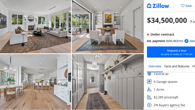 Así luce por dentro la lujosa nueva mansión de Jennifer López y Ben Affleck en Pacific Palisades (Zillow)