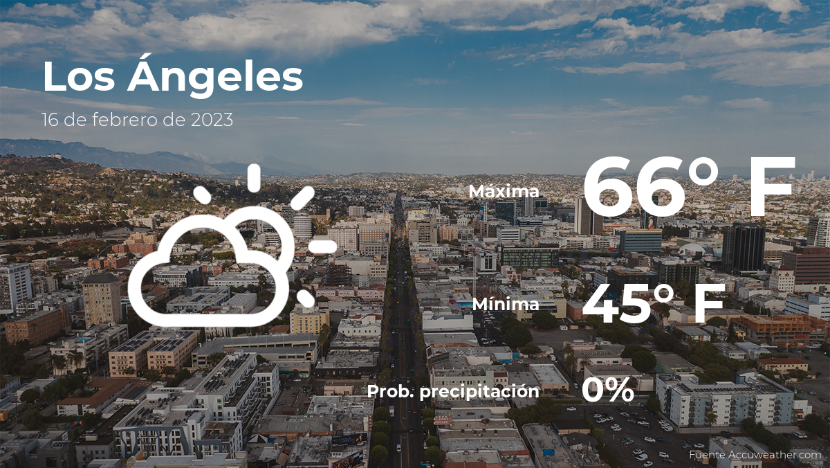 El tiempo para hoy en Los Ángeles, 16 de febrero de 2023