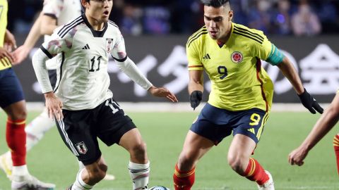 Radamel Falcao García (d) en el partido Japón vs. Colombia.