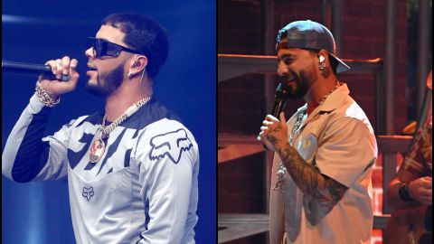 Anuel AA y Maluma en diferentes presentaciones en el 2022.