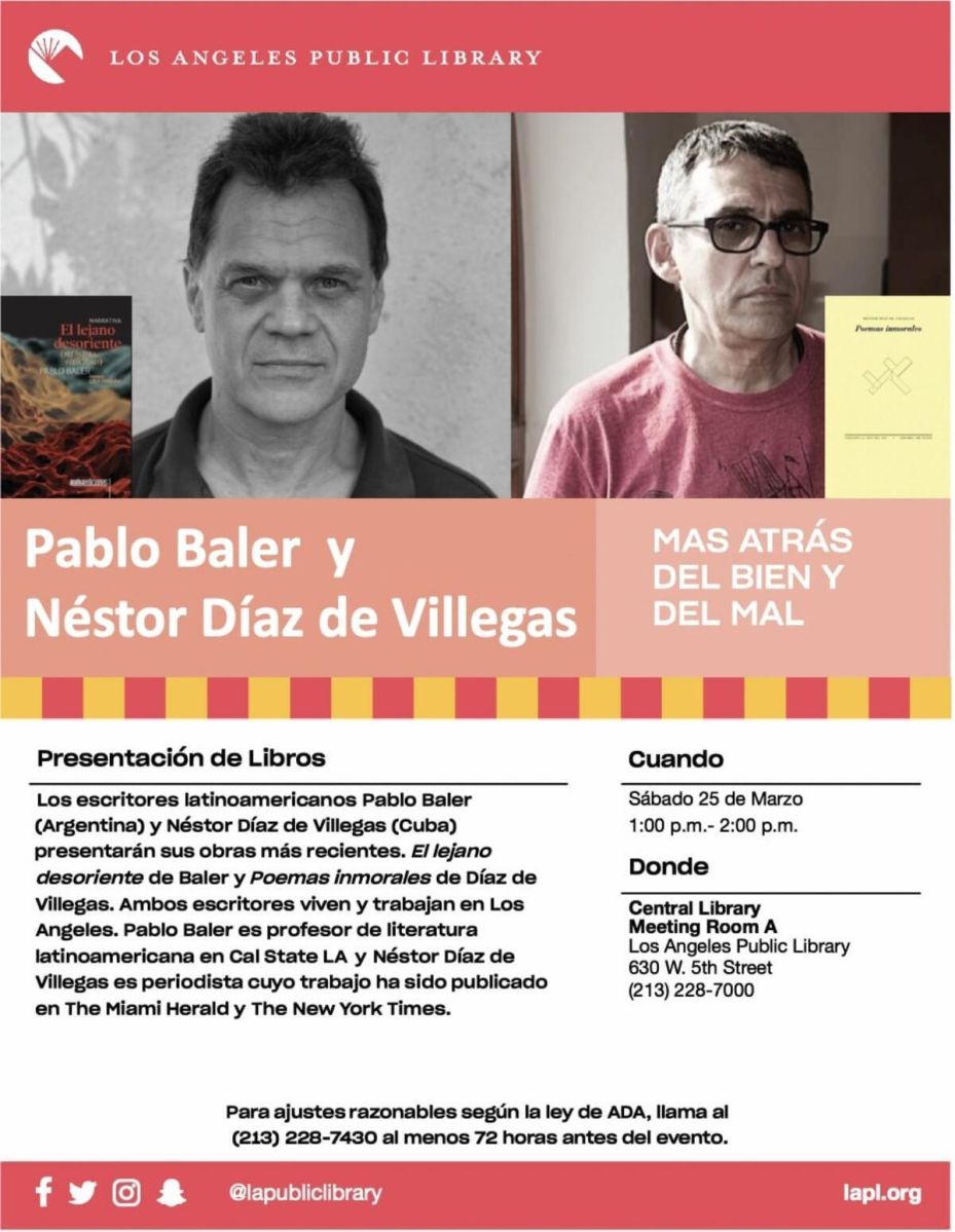 Pablo Baler y Néstor Díaz de Villegas juntos en la Biblioteca Central de Los Ángeles
