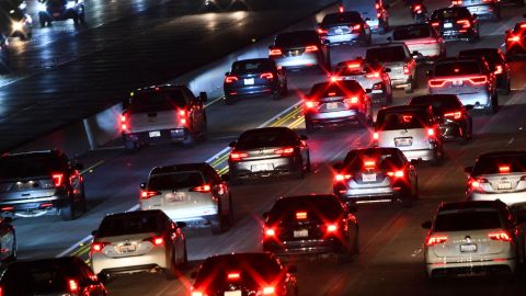 Cars, trucks, and sport utility vehicles (SUVs) drive on the 405 Freeway during rush hour traffic as oil and gasoline fuel prices experienced an increase on March 10, 2022 in Los Angeles, California. - US consumer prices hit a new 40-year high last month as the world's largest economy continued to be battered by a surge of inflation, which the fallout from Russia's invasion of Ukraine is expected (Photo by Patrick T. FALLON / AFP) (Photo by PATRICK T. FALLON/AFP via Getty Images)