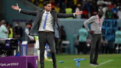 Entrenador Diego Alonso en el Mundial de Qatar con Uruguay.